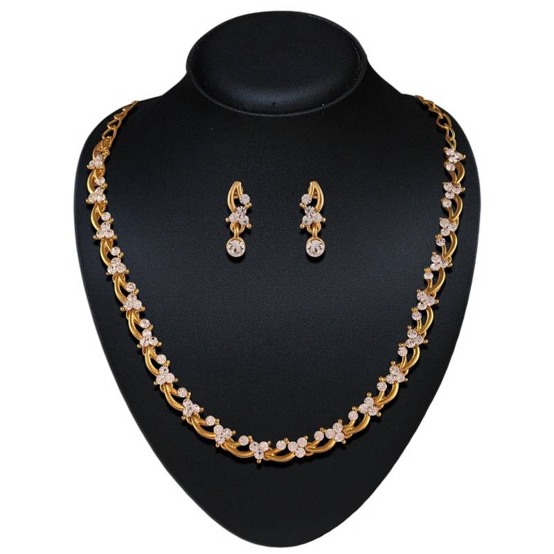 Buy Classy Gold plated Australian Diamond Stone Necklace Set Online