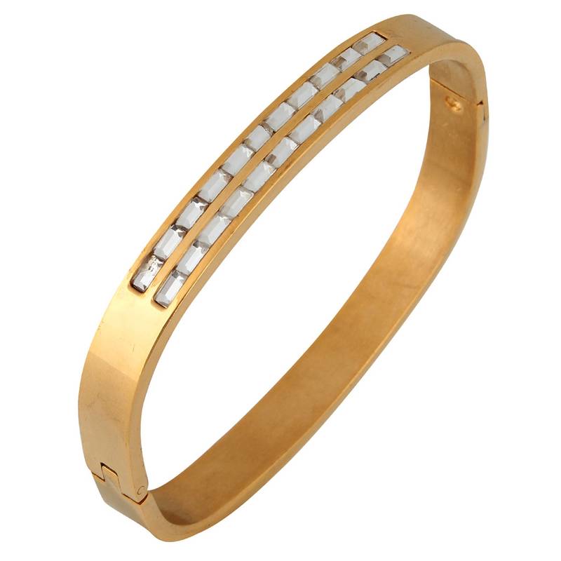 Buy Baguette Crystal Openable 18K Gold Plated Surgical Stainless Steel