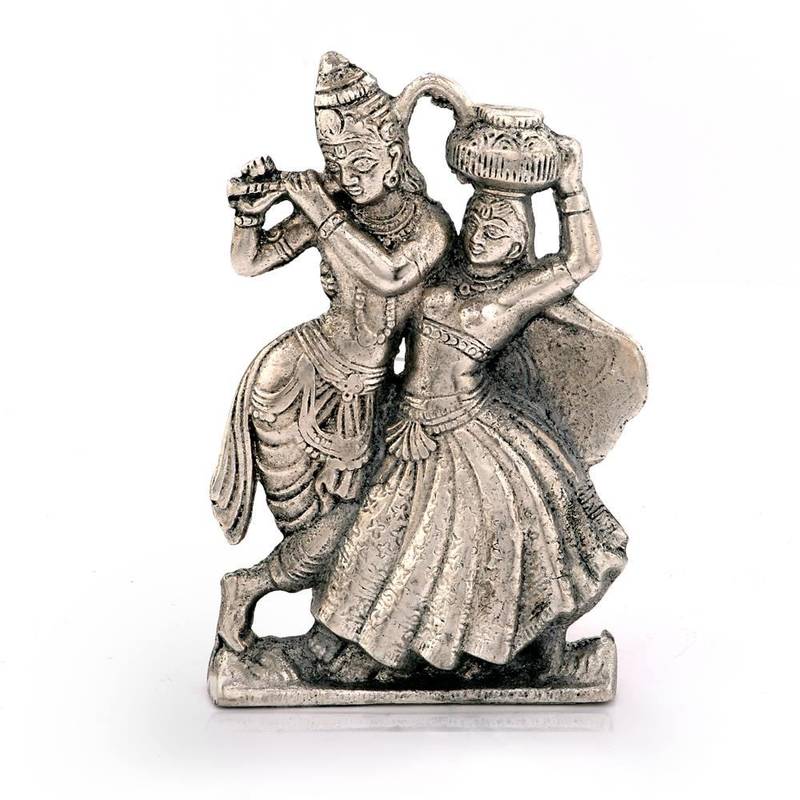 ... Lord Radha Krishna Antique White Metal Idol Deepawali Gift 311 Online