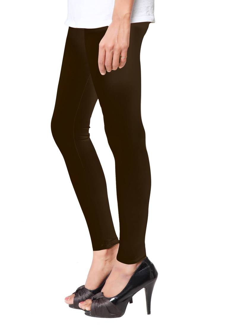 Buy Charming Brown Colored Cotton Spandex Ankle Length Leggings Online