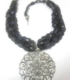 Buy Deep Blue Gold Stone, metallic medallion necklace  Necklace online, Buy Necklaces online
