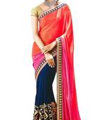 Buy Pink embroidered chiffon saree with blouse pink-embroidered-chiffon-saree-with-blouse-chiffon-saree--405 online