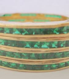 Buy SINGLE LINE STONE SETTED 4 PICS GREEN COLOUR ZERKON STONES BANGLES bangles-and-bracelet online, Buy bangles-and-bracelets online