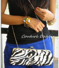 Midnight Ivory Zebra Clutch 