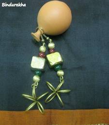 Brass_Stone_Green_Maroon_Bead_Earrings