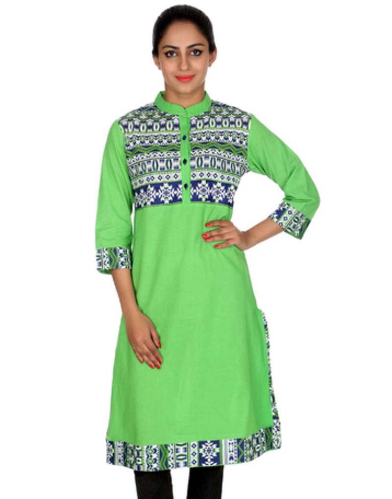 Geometric Pattern Kurti | buy parrot green geometric pattern cotton printed women Geometric Pattern Kurti | buy parrot green geometric pattern cotton printed women