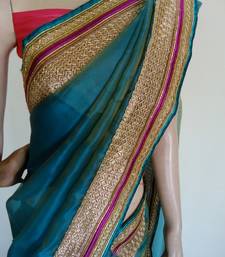 Buy beauty in blue saree chanderi-saree online, Buy chanderi-sarees online