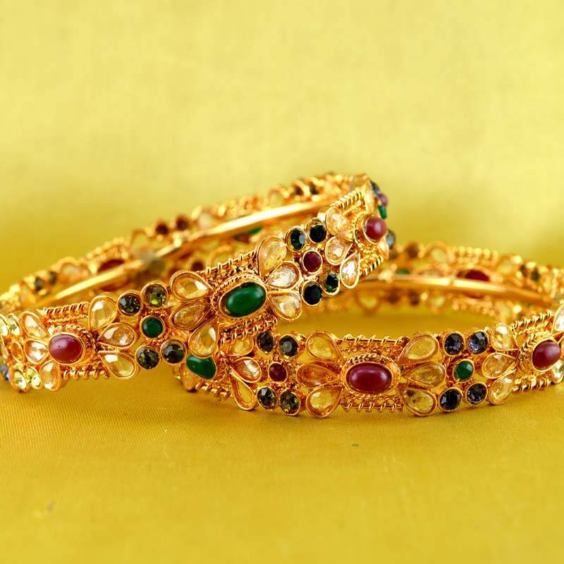 Buy bangle stone cz ad polki kundun meenakari pearl moti ...