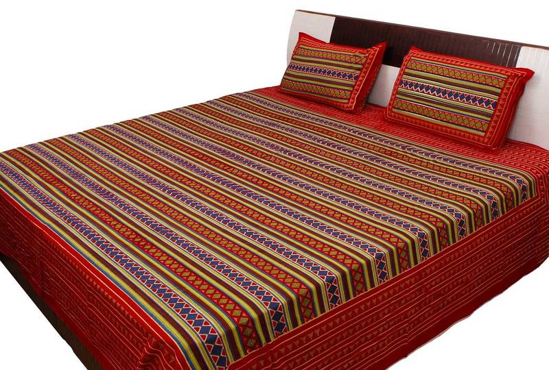 Buy Sangneri Printed Geometric Pattern Double Bed Sheet Online