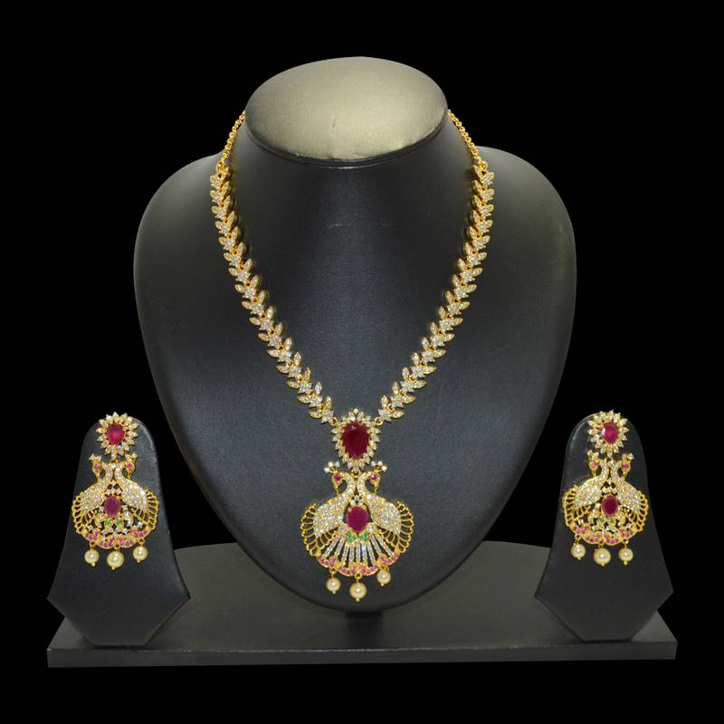 Buy ruby handmade real look traditional necklace set Online