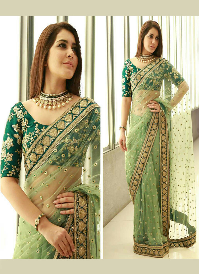 buy light green embroidered net saree with blouse online light green saree blouse