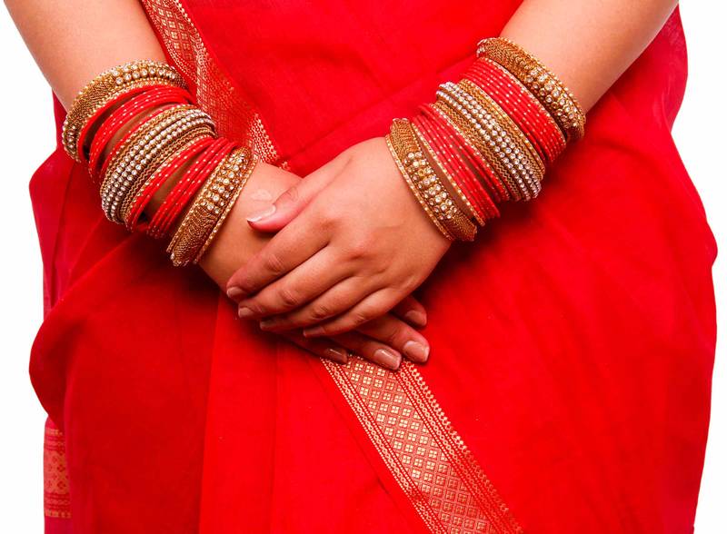 Buy Traditional red bridal bangle set for two hands Online