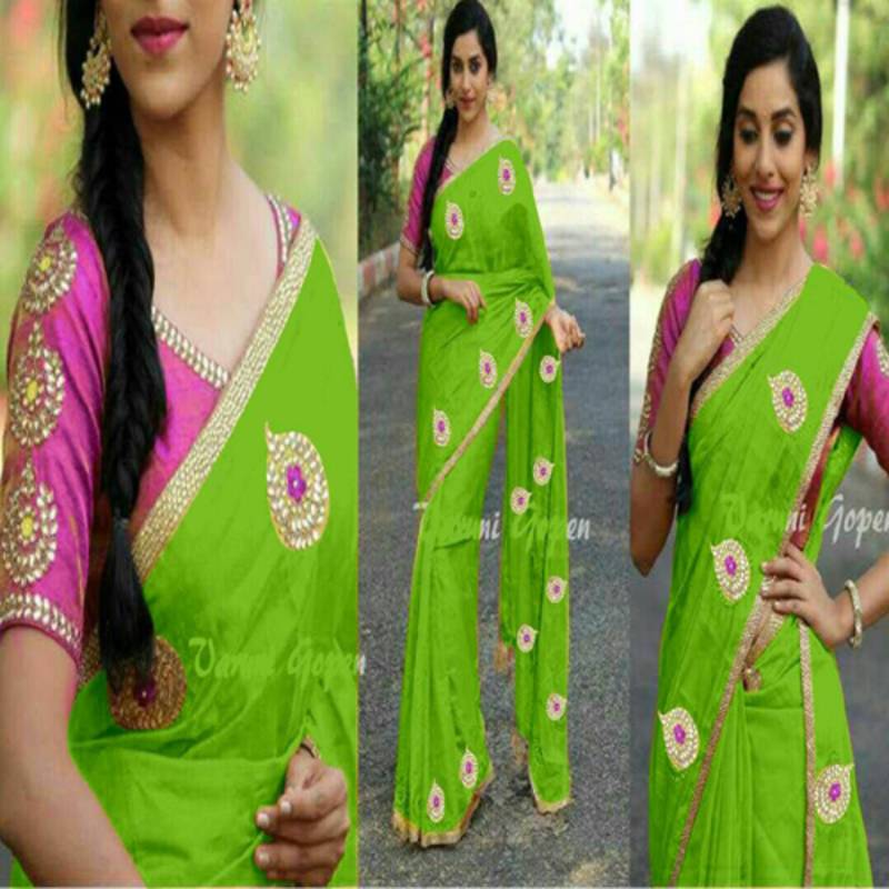 buy parrot green embroidered chanderi saree with blouse online christmas fabric sale online